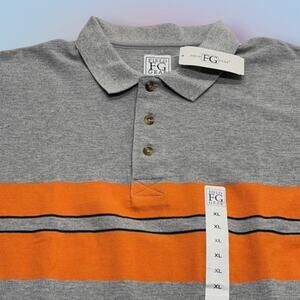 FIELD GEAR Men’s XL Gray Orange Striped Polo Shirt